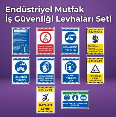 Endüstriyel Mutfak İş Güvenliği Uyarıcı Levha Seti - 1