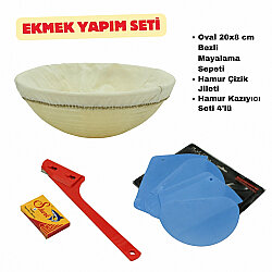 Ekmek Yapım Seti 20 cm Yuvarlak Bezli Sepetli - DİNC KİTCHEN