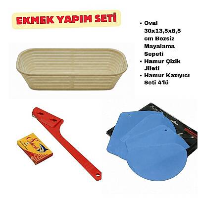 Ekmek Yapım Seti 30 cm Oval Bezli Sepetli - 1