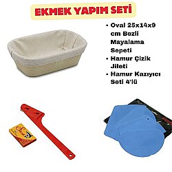 Ekmek Yapım Seti 25 cm Oval Bezli Sepetli - DİNC KİTCHEN