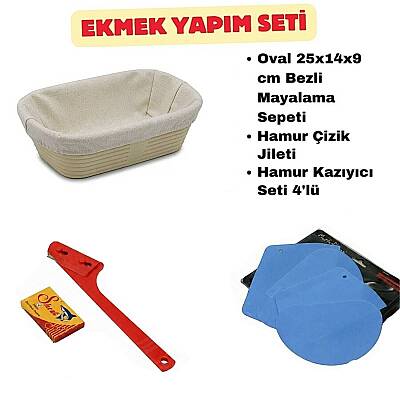 Ekmek Yapım Seti 25 cm Oval Bezli Sepetli - 1