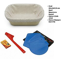 Ekmek Yapım Seti 26 cm Oval Bezli Mayalama Sepetli - DİNC KİTCHEN