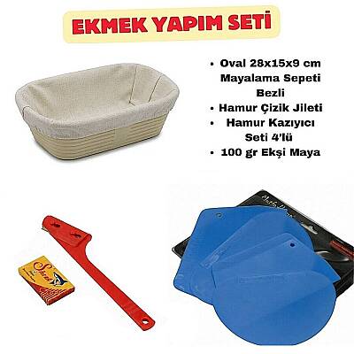 Ekmek Yapım Seti 28 cm Oval Bezli Sepetli - 1