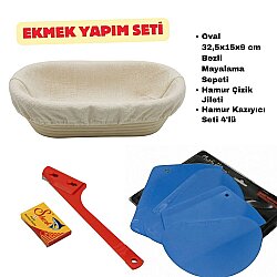 Ekmek Yapım Seti 32 cm Oval Bezli Sepetli - DİNC KİTCHEN