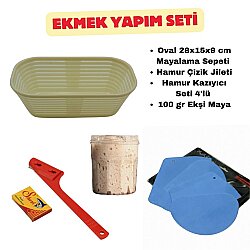 Ekmek Yapım Seti 28 cm Oval Sepetli 100 gr Ekşi Mayalı - DİNC KİTCHEN