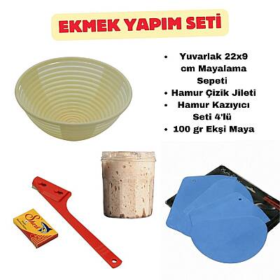 Ekmek Yapım Seti 22 cm Yuvarlak Sepetli 100 gr Ekşi Mayalı - 1