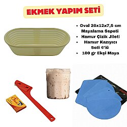 Ekmek Yapım Seti 26 cm Oval Sepetli 100 gr Ekşi Mayalı - DİNC KİTCHEN