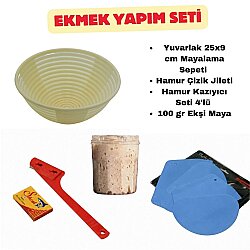 Ekmek Yapım Seti 25 cm Yuvarlak Sepetli 100 gr Ekşi Mayalı - DİNC KİTCHEN