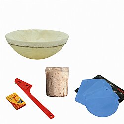 Ekmek Yapım Seti 25 cm Yuvarlak Bezli Mayalama Sepetli - 2