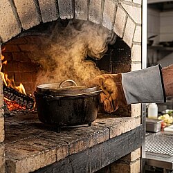 Premium Çiftli Deri Fırın Eldiveni (43 cm) - 5