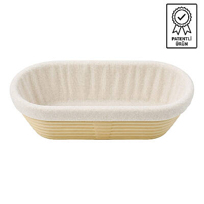Oval Ekmek Hamur Mayalama Sepeti Bezli 32,5x15x9,5 cm - 1