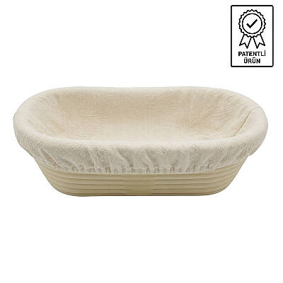Oval Ekmek Hamur Mayalama Sepeti Bezli 26x12x7,5 cm - 1