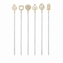 Pirinç Saplı Motifli Şiş 5 Adet 