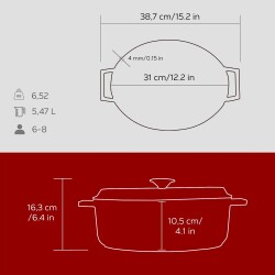 Lava Kırmızı Döküm Oval Tencere - 5