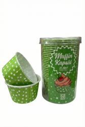 Muffin Kek Kapsülü Yeşil Puantiyeli 