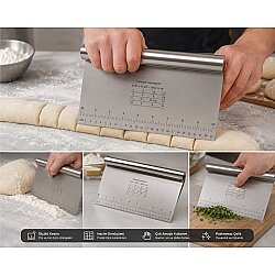 Ölçülü Paslanmaz Çelik Hamur Kazıyıcı ve Kesici 25×12,5 cm - 3