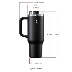 Lurch Big Cup 1.2 L Paslanmaz Çelik Termos Uzatılabilir Pipetli Çift Cidarlı Sızdırmaz - 13