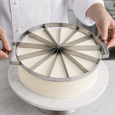 Paslanmaz Çelik Pasta Dilimleme Aparatı 28 cm 13 Dilim - 5