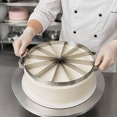 Paslanmaz Çelik Pasta Dilimleme Aparatı 28 cm 12 Dilim - 4