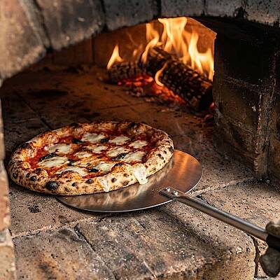 Paslanmaz Çelik Yuvarlak Pizza Çevirme Küreği (ø 24x120 cm) - 3