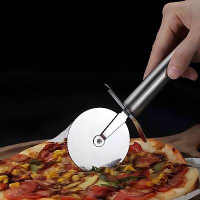 Profesyonel Paslanmaz Çelik Pizza Ruleti 22 cm - 4