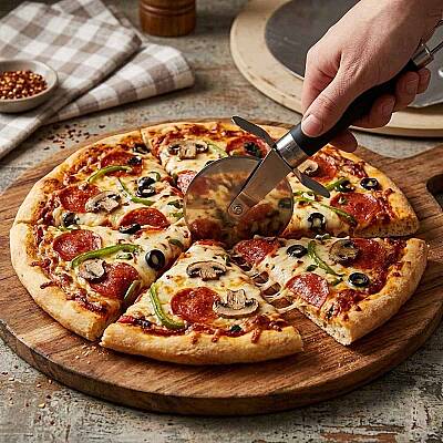 Paslanmaz Çelik Pizza Kesici Rulet 22 cm Bıçaklı - 4