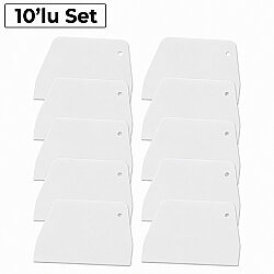 Dinc Kitchen Plastik Dikdörtgen Hamur Kazıyıcı 10'lu Set - Beyaz 15,5x10,5 cm - Dinc Kitchen