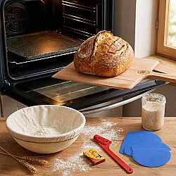 Profesyonel Ekmek Yapım Seti Full Paket 22 cm Yuvarlak Bezli Sepetli - 4