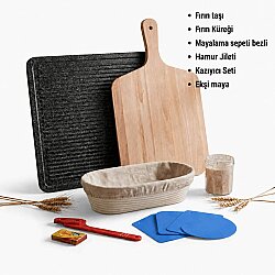 Profesyonel Ekmek Yapım Seti Full Paket 26 cm Oval Bezli Sepetli - DincKitchen
