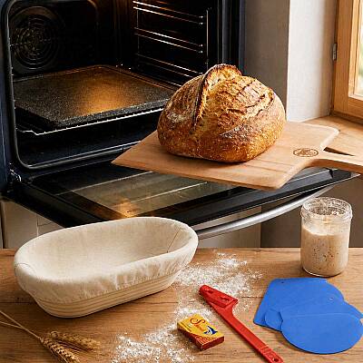 Profesyonel Ekmek Yapım Seti Full Paket 26 cm Oval Bezli Sepetli - 4