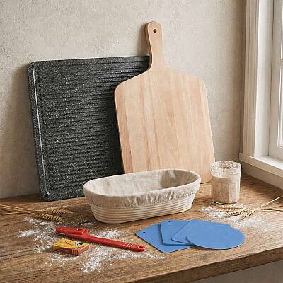 Profesyonel Ekmek Yapım Seti Full Paket 26 cm Oval Bezli Sepetli - 2