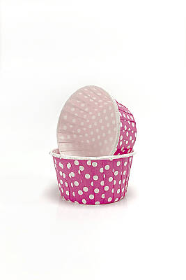 Roll-up Muffin Kek Kapsülü Pembe Puantiyeli Büyük Boy - 1