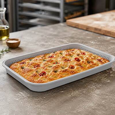 Silikon Focaccia ve Pizza Kalıbı 34,5×26,5×2,8 cm - 6