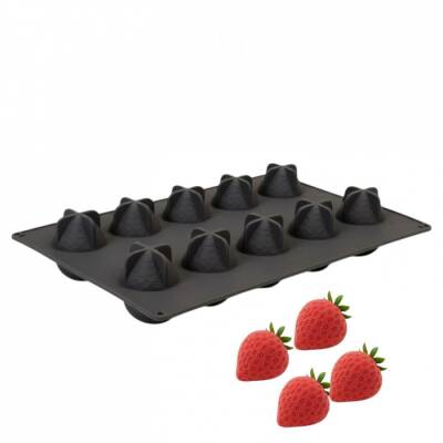 Silikon Pasta ve Kek Kalıbı - 3D Çilek Small - 1