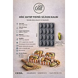 Silikon Pasta ve Kek Kalıbı- 16 Gözlü Mini Antep Fıstığı 3D - 3
