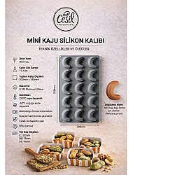 Silikon Pasta ve Kek Kalıbı - 15 Gözlü Mini Kaju Fıstığı 3D - 3