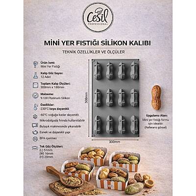 Silikon Pasta ve Kek Kalıbı - 12 Gözlü Yer Fıstığı 3D  - 3