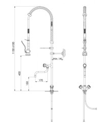 Tezgahtan Çıkışlı Çift Su Girişli Ara Musluklu Ön Yıkama Duş Seti - 4