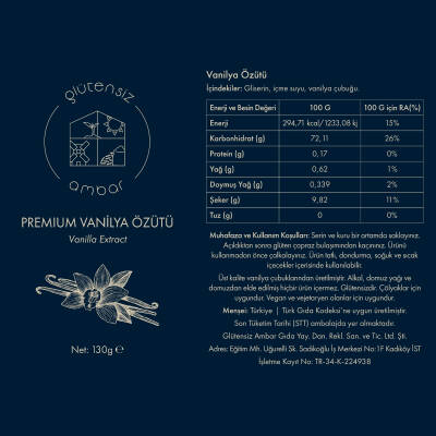 Premium Vanilya Özütü 130 gr ℮ - 2